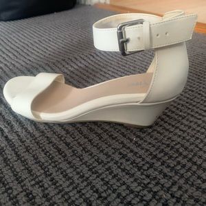 Cream white wedge sandals